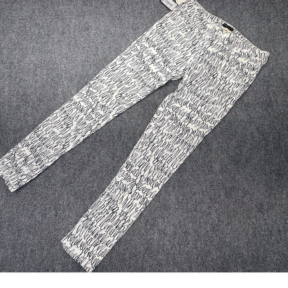 Emporio Armani Womens Jeans 30 White Navy Script Print Skinny Stretch NWT